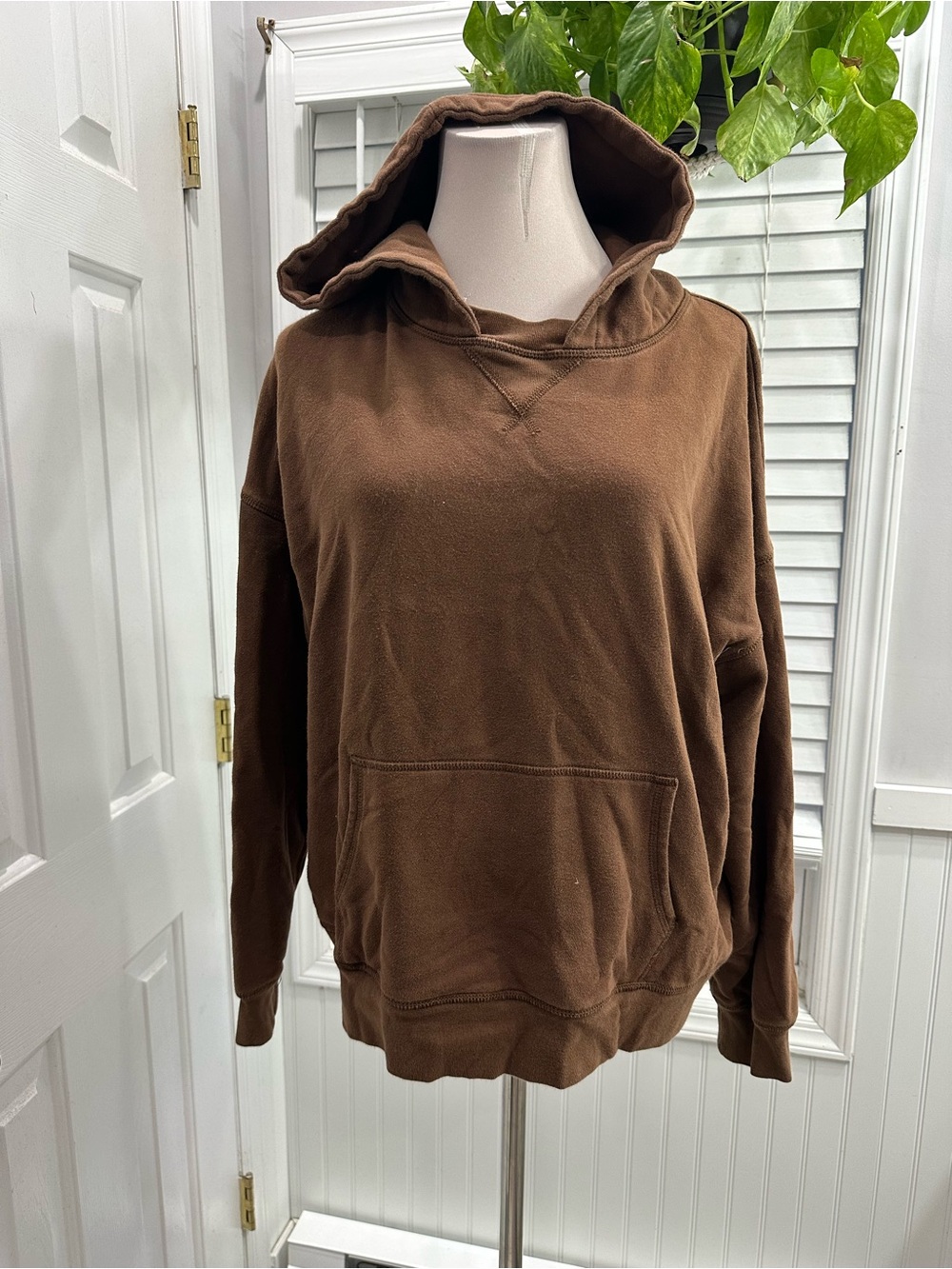 American Eagle Brown Pullover Hoodie with Green Label